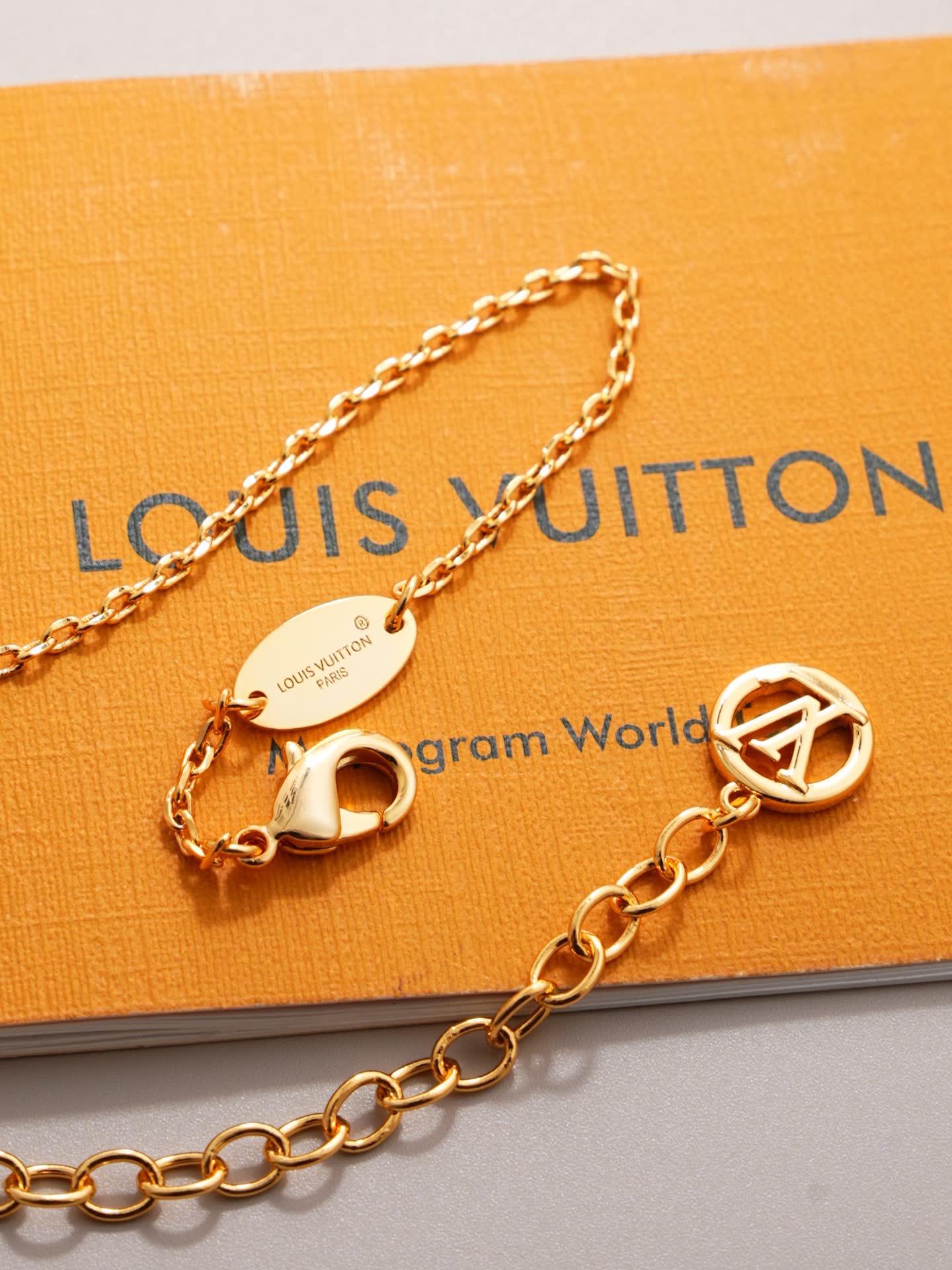 Louis Vuitton Gold Tone Diamond Necklace